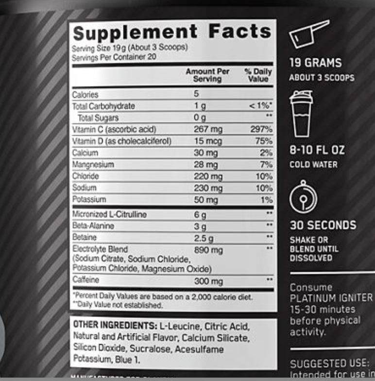 Optimum Nutrition Igniter Pre 20 serv