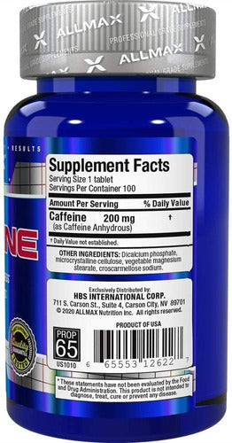 Cafeína AllMax 200 mg 100 tabletas
