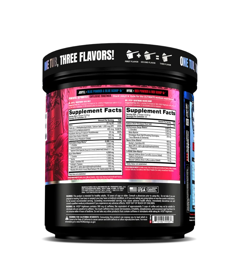 PROSUPPS DR JEKYLL & MR HYDE NIGHTMARE PWO 40 SERV BLUE RAZ + BLOODY BERRY