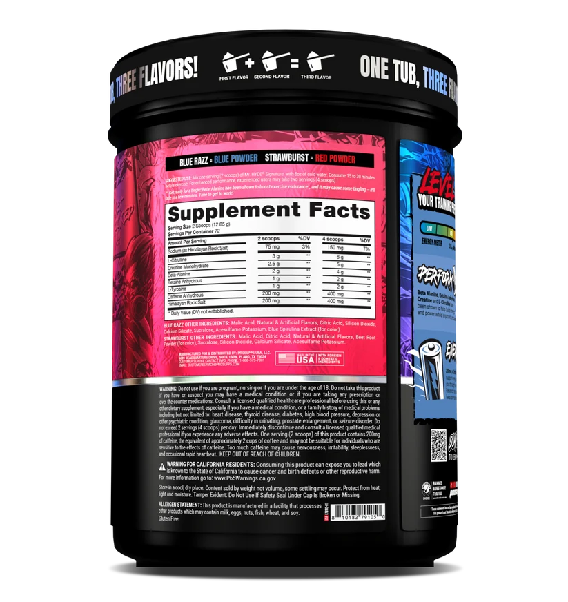 PROSUPPS MR HYDE SIGNATURE 72 SERV DUAL FLAVOR BLUE RAZ & STRAWBERRY