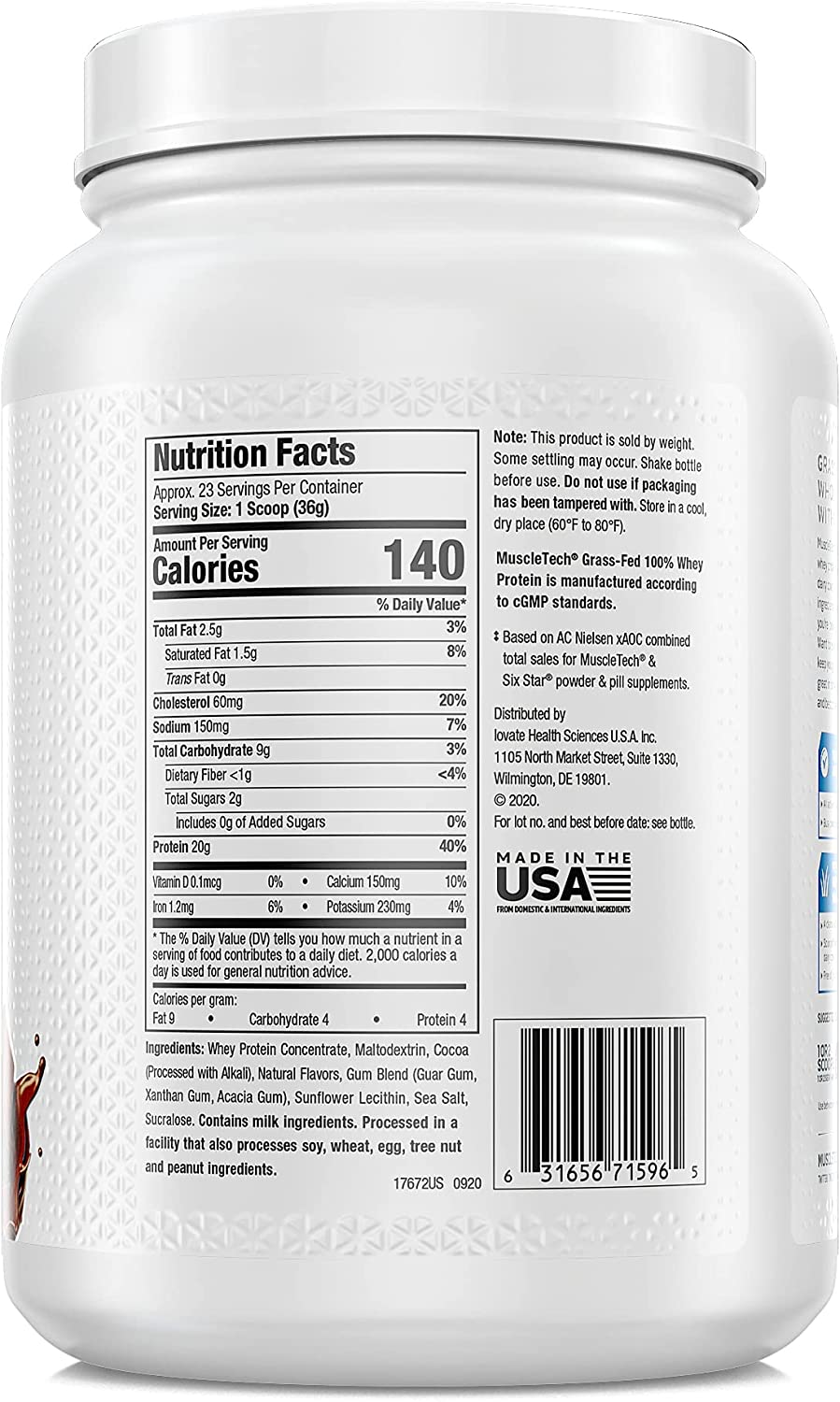 Muscletech 100% Grass-Fed Whey Protein